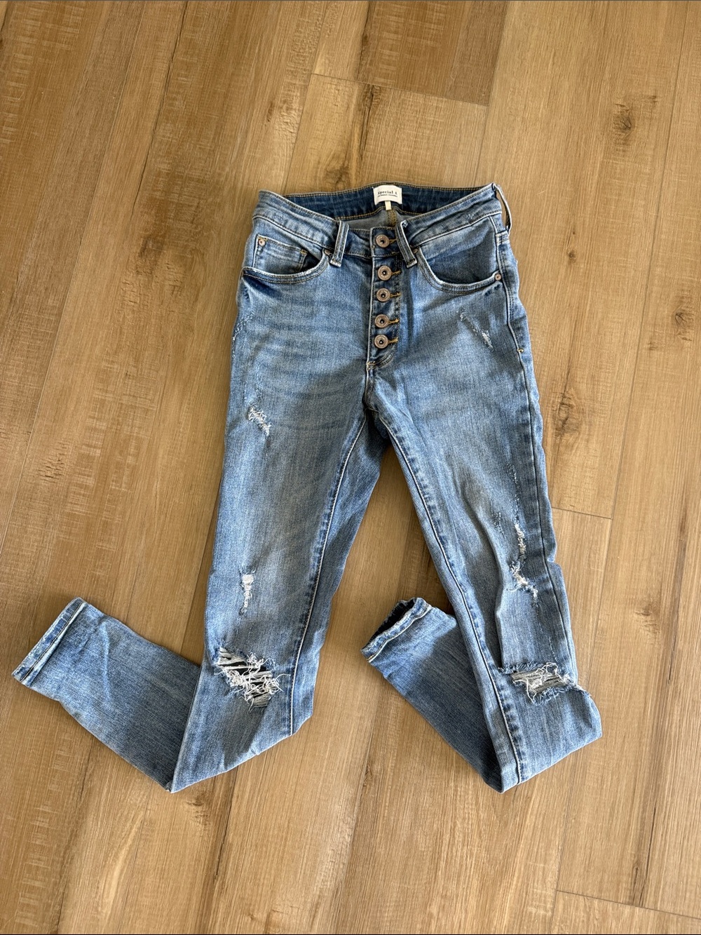 Special A Women’s Light Blue Distressed Skinny Jeans